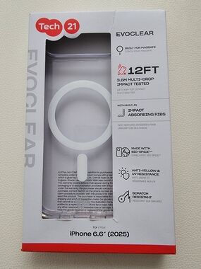 tech21 EvoClear MagSafe-Compatible Clear Case for iPhone 17 Air, 6.6" (2025)